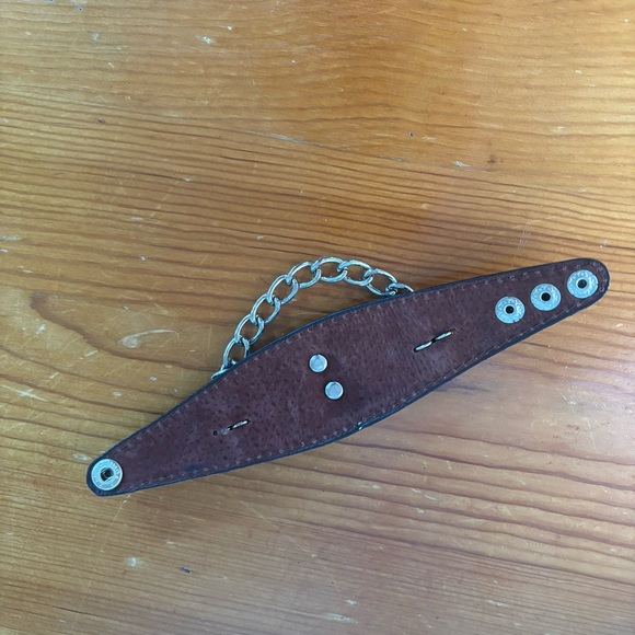 Moto motorcycle MC Gothic goth, emo punk raver bracelet, authentic brown leather - Picture 4 of 5